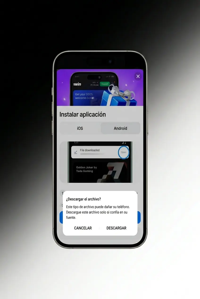 Descarga APK 1win para Android en Chile desde fuente oficial, instalación en menos de 2 minutos sin Google Play