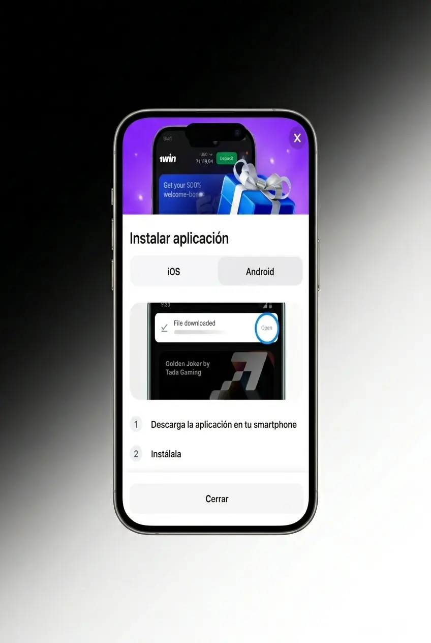 Descarga del APK 1win para Android en Chile, instalación paso a paso compatible con Samsung, Xiaomi y más