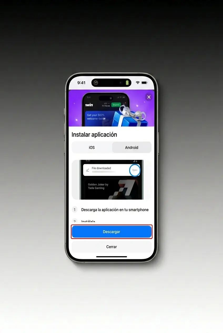 Pasos para descargar e instalar el APK de 1win en Android y jugar Lucky Jet en el casino