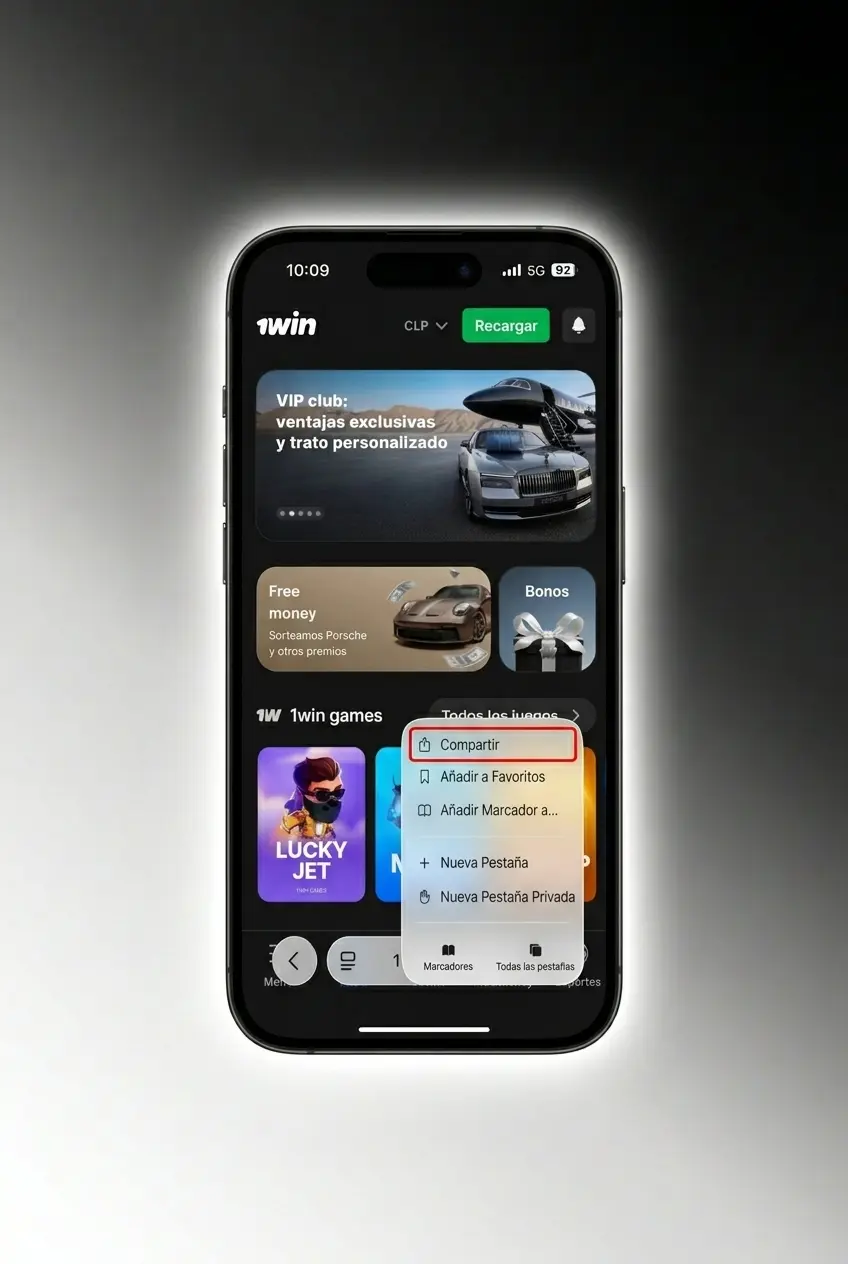Guía para instalar la app de 1win en iOS y jugar Lucky Jet desde iPhone o iPad con Safari