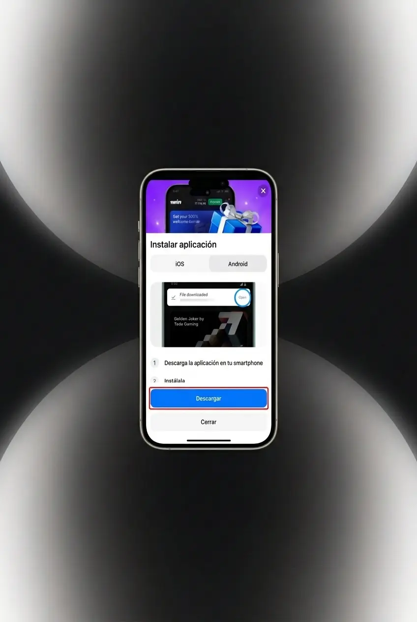 Instalación de la app 1win APK en Android para jugar Mines, pasos para descargar e instalar manualmente
